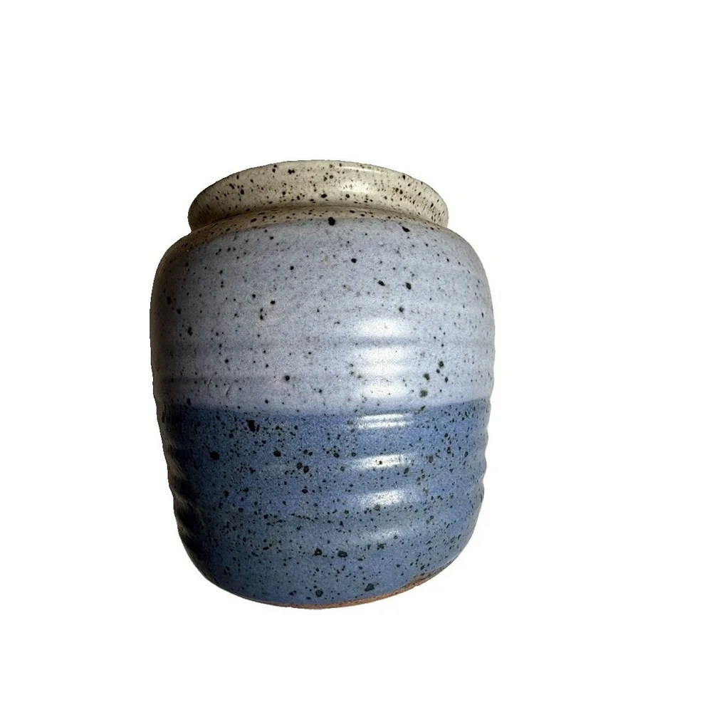 Vintage Vegas Stash Pottery Jar Signed Roth Handmade Stoneware Ceramic Vase